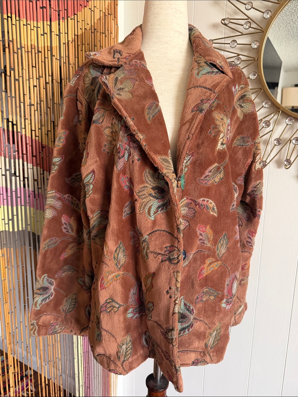 Vintage Rust Floral Teddy Jacket